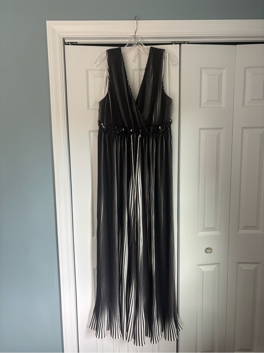 C/MEO Collective Black & White Striped Pleated Jumpsuit